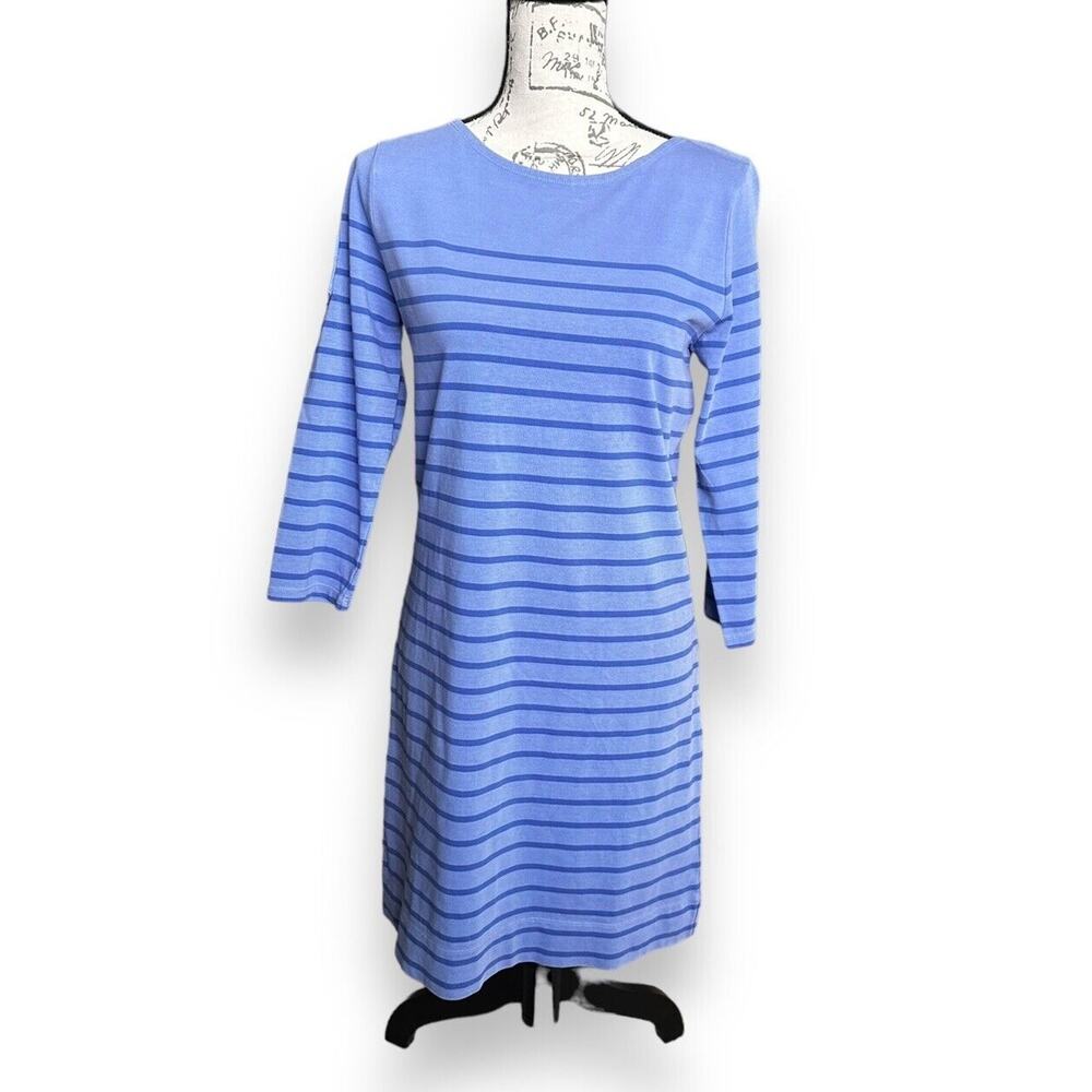 New Vineyard Vines Overdyed LS Stripe Knit Dress Cotton Indigo Marlin Color XS